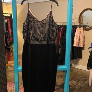 Black velvet cocktail dress